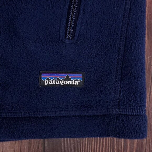 Patagonia Synchilla Mens Size Medium Navy Blue Fleece Vest Cognizant Embroidered - Picture 7 of 11